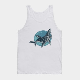 angry face blue shark Tank Top